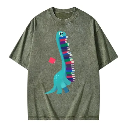 Pagewings Book Dinosaurs Unisex Washed T-shirt