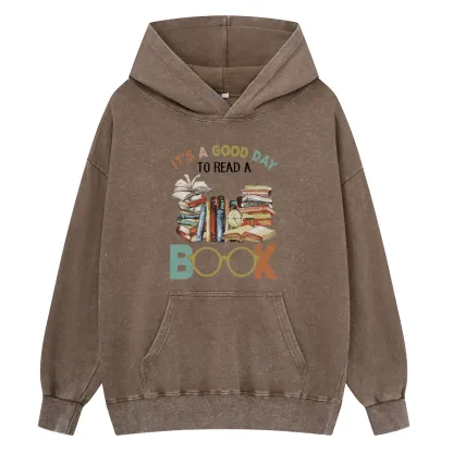 Pagewings It’s a Good Day to Read a Book Unisex Washed Hoodie
