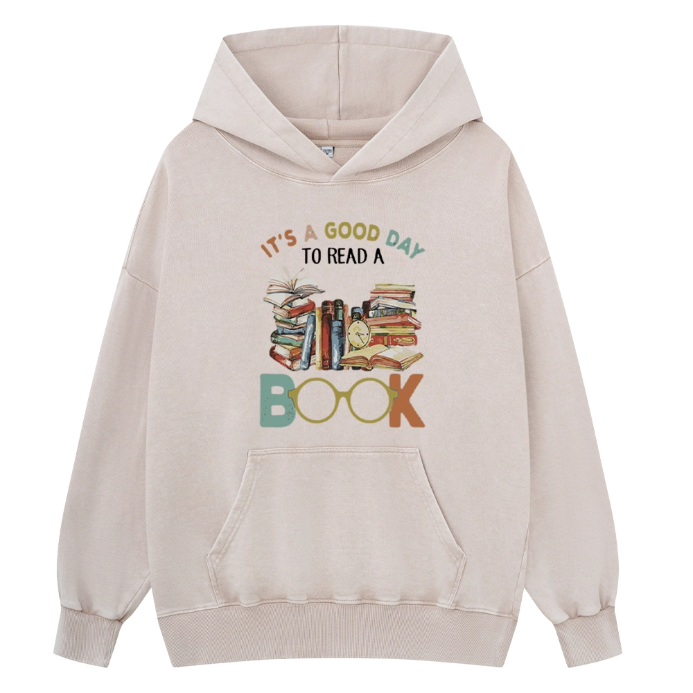 Pagewings It’s a Good Day to Read a Book Unisex Washed Hoodie