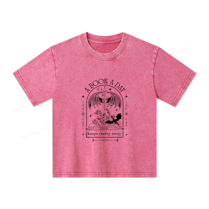Pagewings A Book a Day Dragon Unisex Kids Washed T-shirt