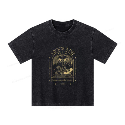 Pagewings A Book a Day Dragon Unisex Kids Washed T-shirt