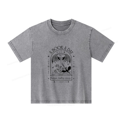Pagewings A Book a Day Dragon Unisex Kids Washed T-shirt