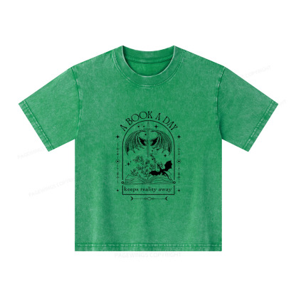 Pagewings A Book a Day Dragon Unisex Kids Washed T-shirt