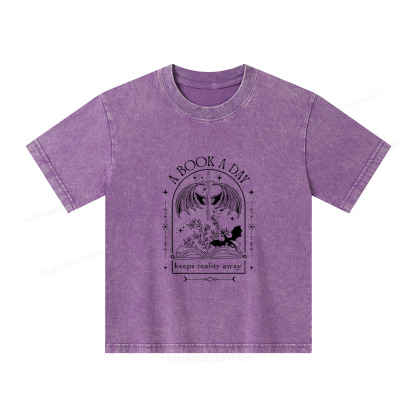 Pagewings A Book a Day Dragon Unisex Kids Washed T-shirt