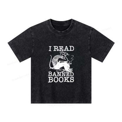 Pagewings I Read Banned Books T Shirt Unisex Kids Washed T-shirt