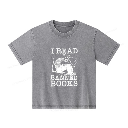 Pagewings I Read Banned Books T Shirt Unisex Kids Washed T-shirt
