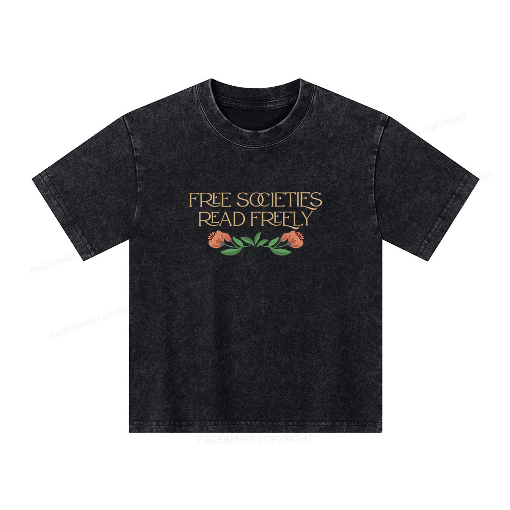 Pagewings Free Societies Read Freely Shirt T-Shirt Unisex Kids Washed T-shirt