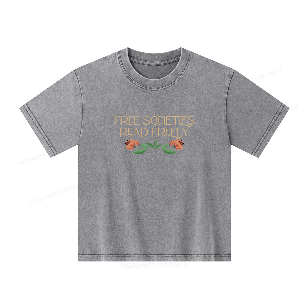 Pagewings Free Societies Read Freely Shirt T-Shirt Unisex Kids Washed T-shirt