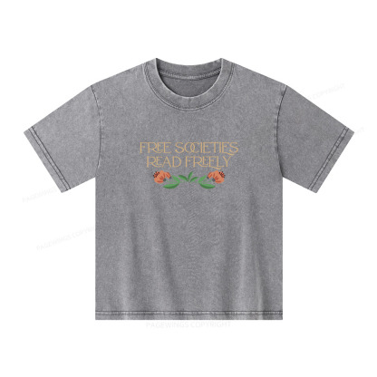 Pagewings Free Societies Read Freely Shirt T-Shirt Unisex Kids Washed T-shirt