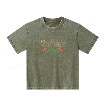 Pagewings Free Societies Read Freely Shirt T-Shirt Unisex Kids Washed T-shirt