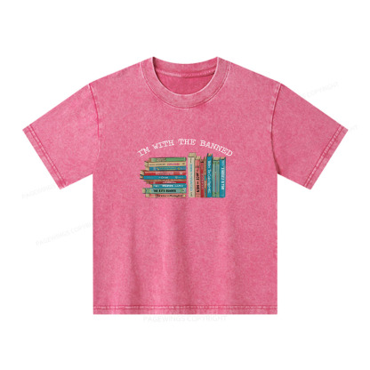 Pagewings I'm With The Banned Books Shirt Unisex Kids Washed T-shirt