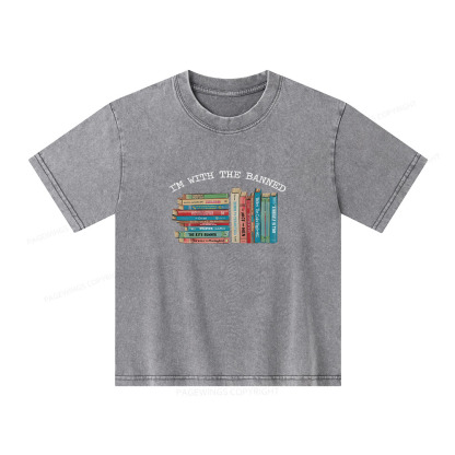 Pagewings I'm With The Banned Books Shirt Unisex Kids Washed T-shirt