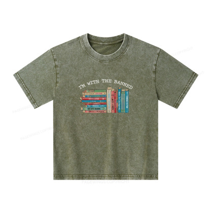 Pagewings I'm With The Banned Books Shirt Unisex Kids Washed T-shirt