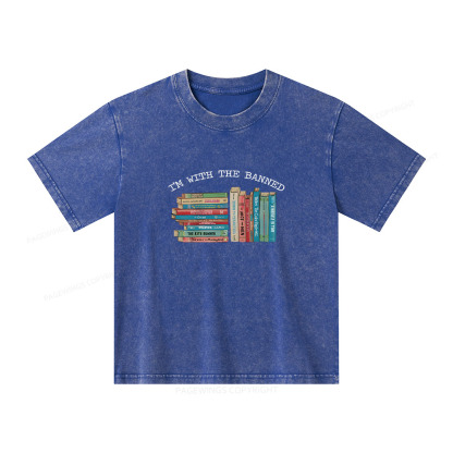 Pagewings I'm With The Banned Books Shirt Unisex Kids Washed T-shirt