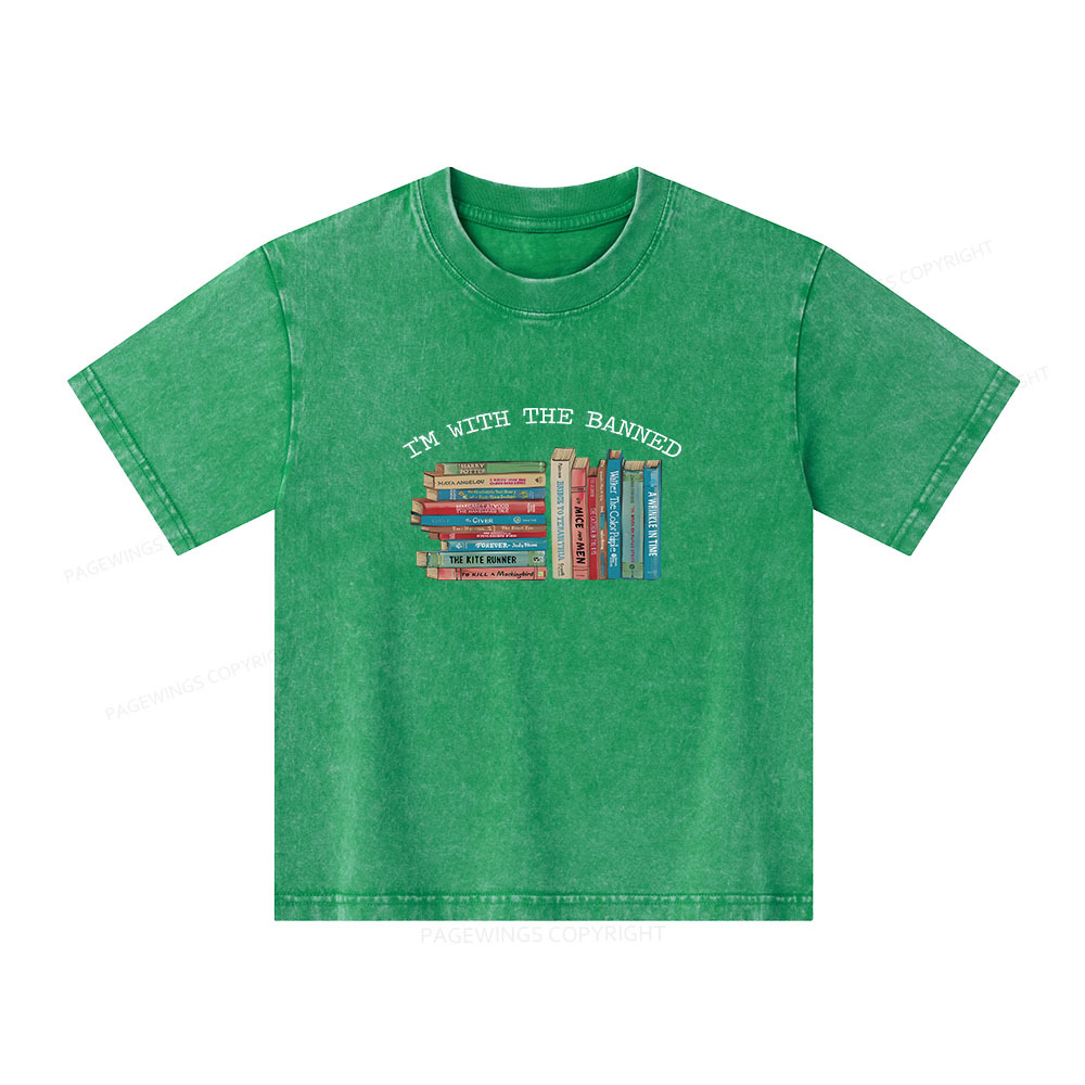 Pagewings I'm With The Banned Books Shirt Unisex Kids Washed T-shirt