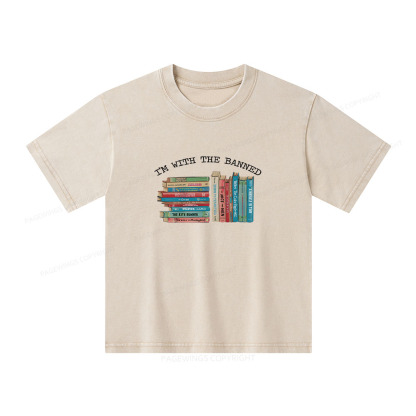 Pagewings I'm With The Banned Books Shirt Unisex Kids Washed T-shirt