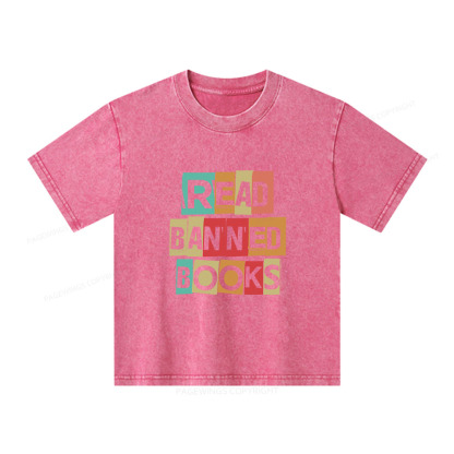 Pagewings Read Banned Books Shirt Unisex Kids Washed T-shirt