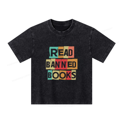 Pagewings Read Banned Books Shirt Unisex Kids Washed T-shirt