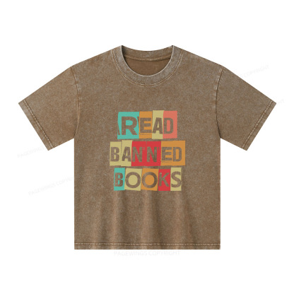 Pagewings Read Banned Books Shirt Unisex Kids Washed T-shirt