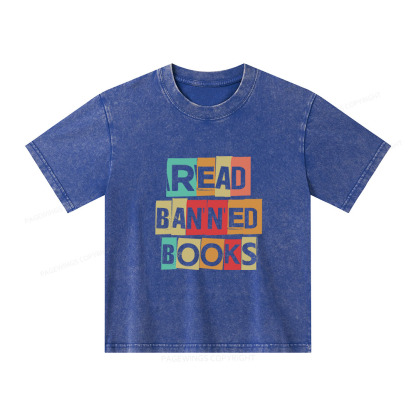Pagewings Read Banned Books Shirt Unisex Kids Washed T-shirt