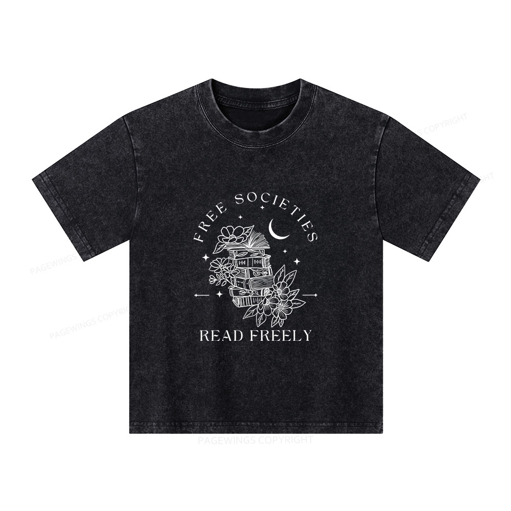 Pagewings Free Societies Read Freely Comfort Colors Shirt Unisex Kids Washed T-shirt
