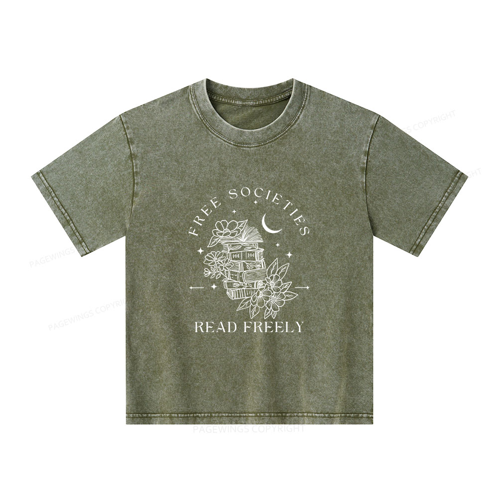 Pagewings Free Societies Read Freely Comfort Colors Shirt Unisex Kids Washed T-shirt