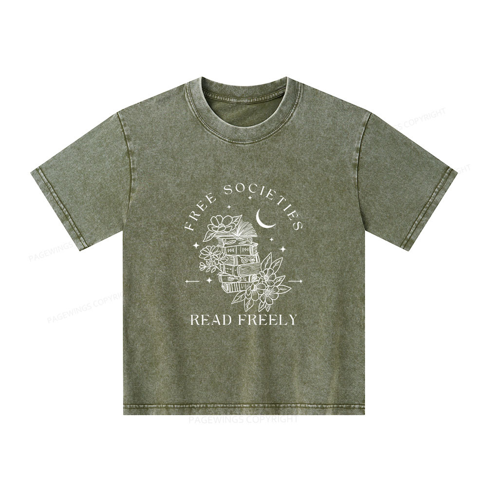 Pagewings Free Societies Read Freely Comfort Colors Shirt Unisex Kids Washed T-shirt
