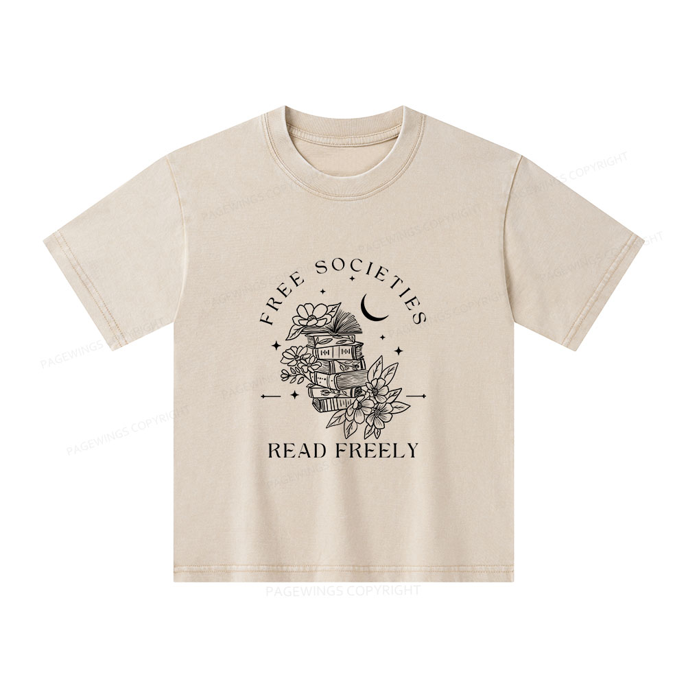 Pagewings Free Societies Read Freely Comfort Colors Shirt Unisex Kids Washed T-shirt