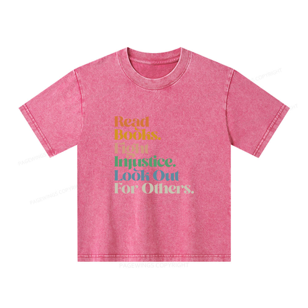 Pagewings Read Banned Books Social Justice Shirt Unisex Kids Washed T-shirt