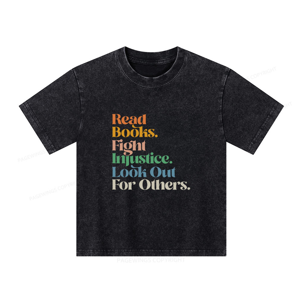 Pagewings Read Banned Books Social Justice Shirt Unisex Kids Washed T-shirt