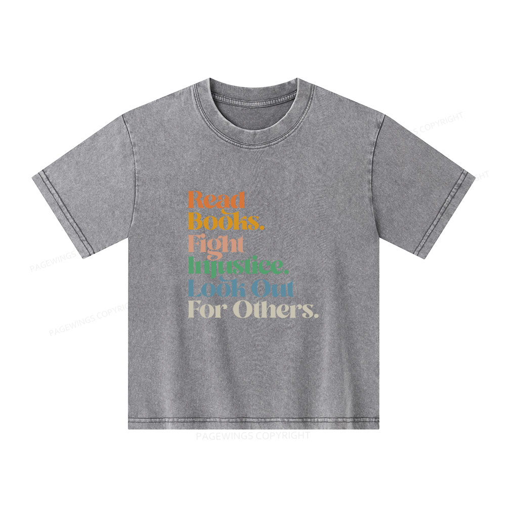 Pagewings Read Banned Books Social Justice Shirt Unisex Kids Washed T-shirt
