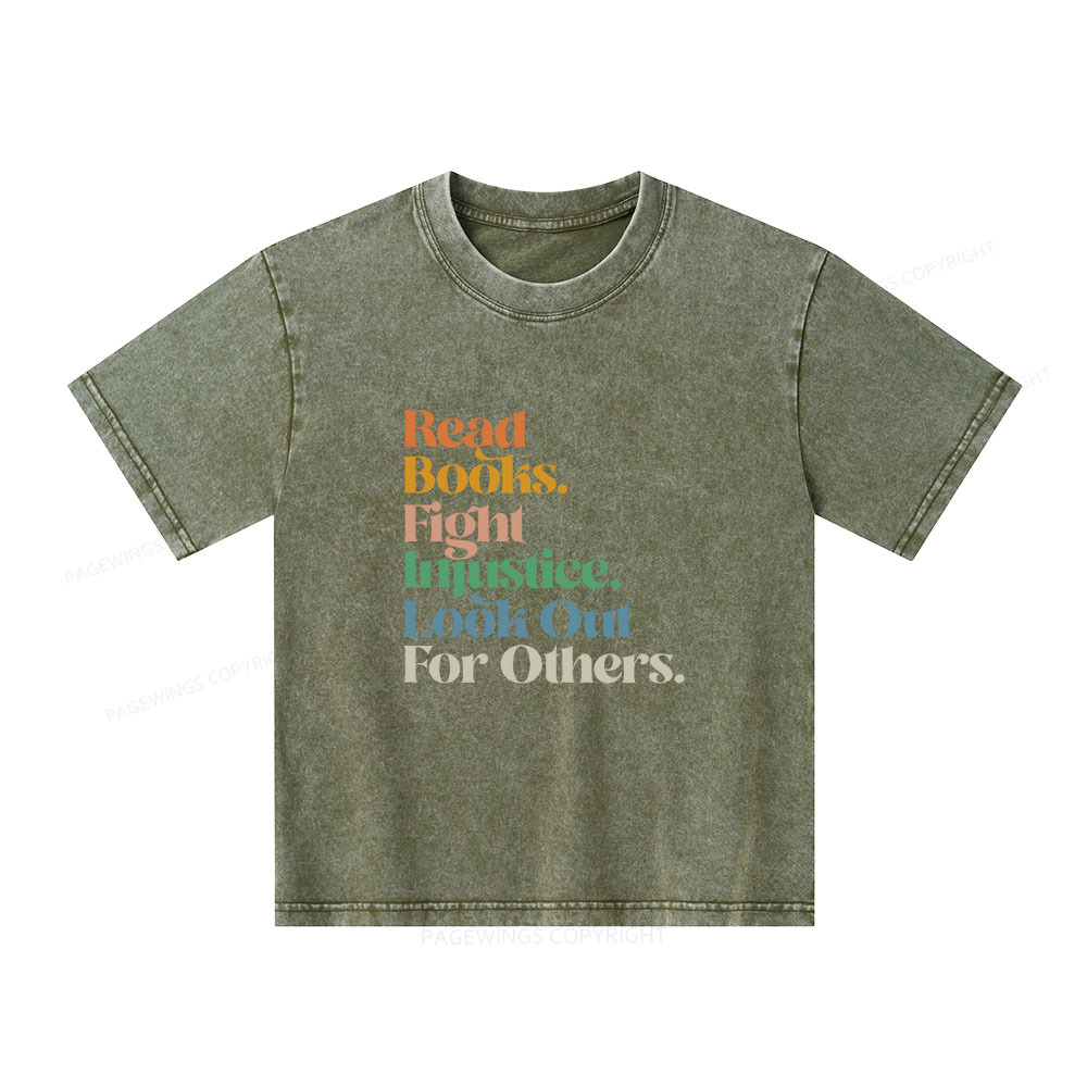 Pagewings Read Banned Books Social Justice Shirt Unisex Kids Washed T-shirt
