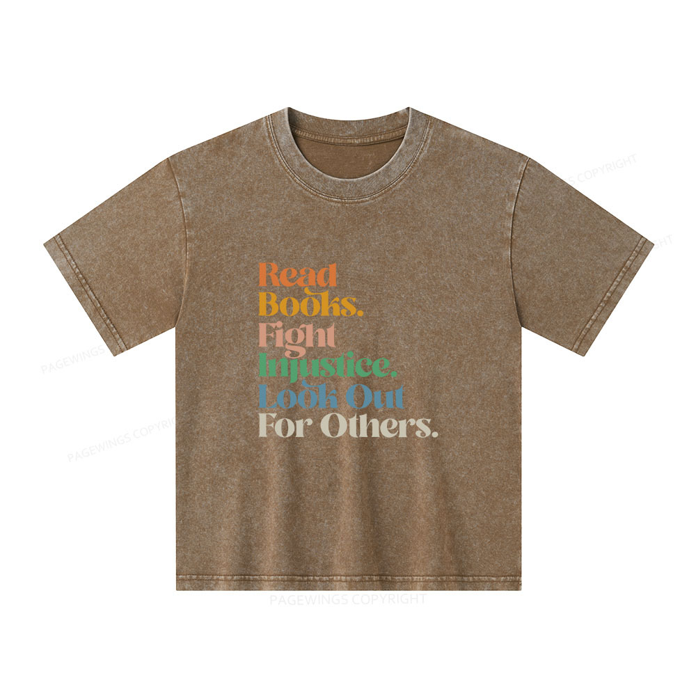 Pagewings Read Banned Books Social Justice Shirt Unisex Kids Washed T-shirt