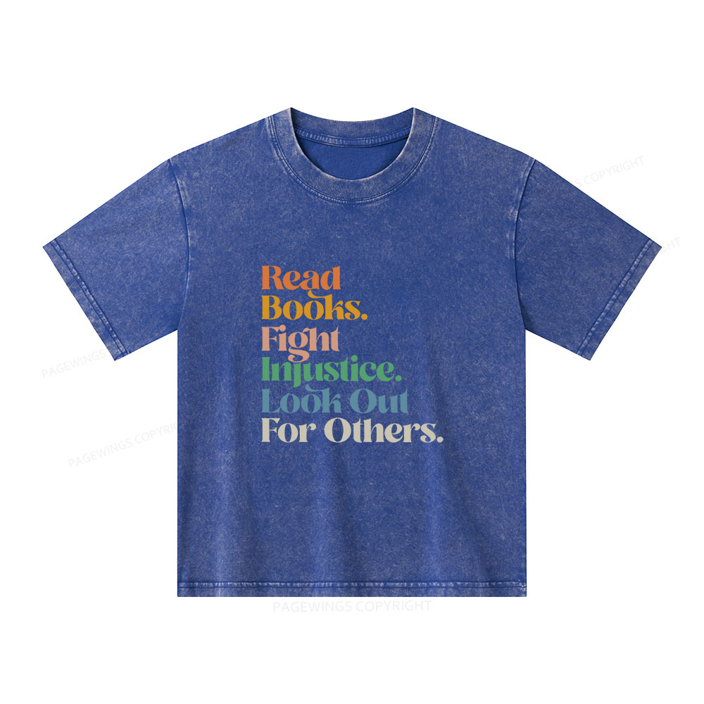 Pagewings Read Banned Books Social Justice Shirt Unisex Kids Washed T-shirt