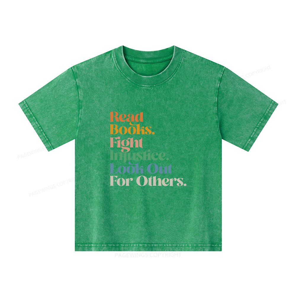 Pagewings Read Banned Books Social Justice Shirt Unisex Kids Washed T-shirt