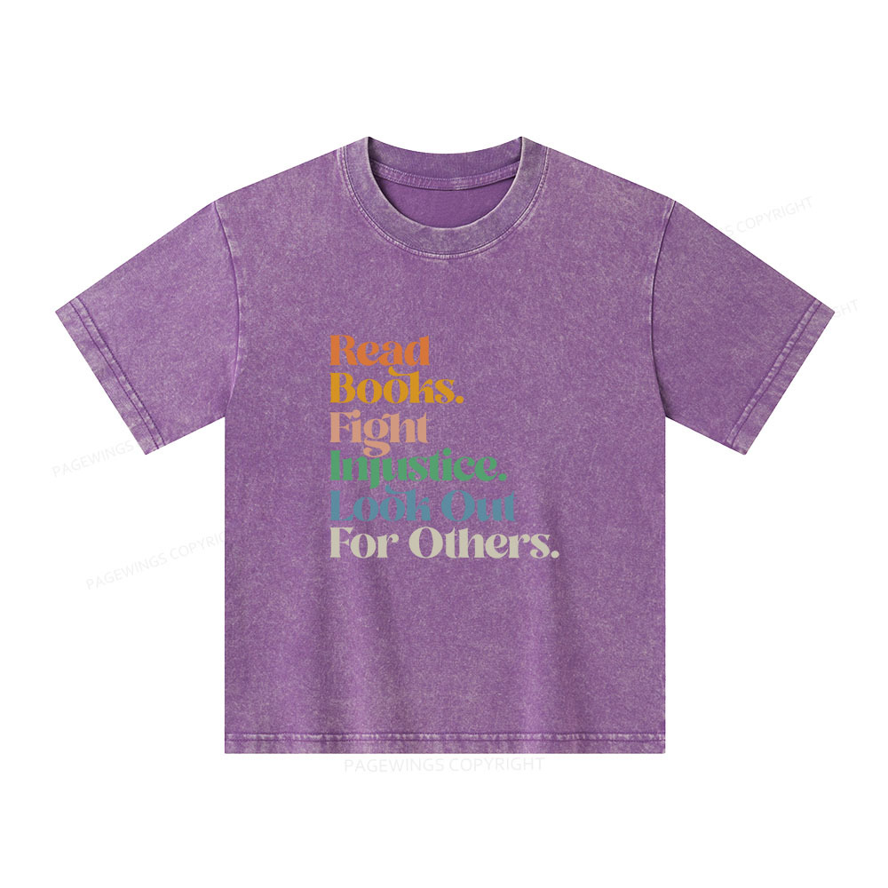 Pagewings Read Banned Books Social Justice Shirt Unisex Kids Washed T-shirt