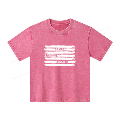 Pagewings Read Banned Books Bookworm Librarian Unisex Kids Washed T-shirt