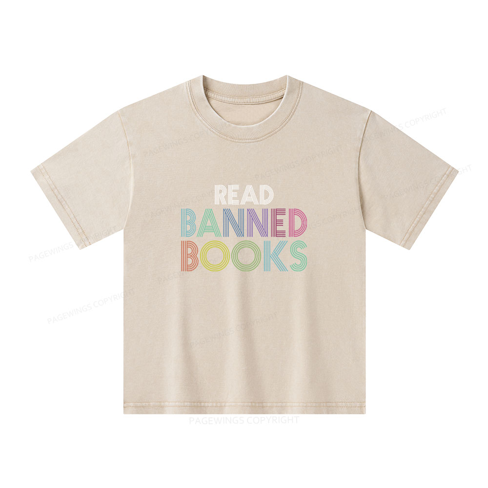 Pagewings Read Banned Books Shirt Unisex Kids Washed T-shirt
