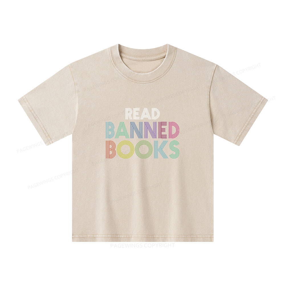 Pagewings Read Banned Books Shirt Unisex Kids Washed T-shirt