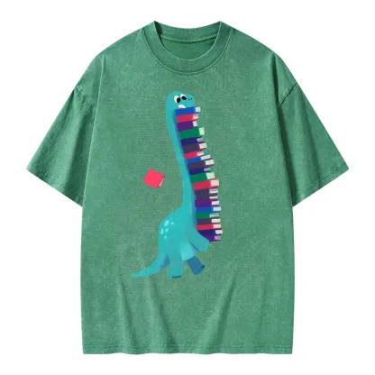 Pagewings Book Dinosaurs Unisex Washed T-shirt