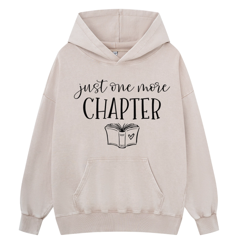 Pagewings Just One More Chapter Reading Book Unisex Washed Hoodie