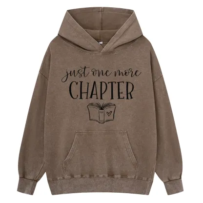 Pagewings Just One More Chapter Reading Book Unisex Washed Hoodie