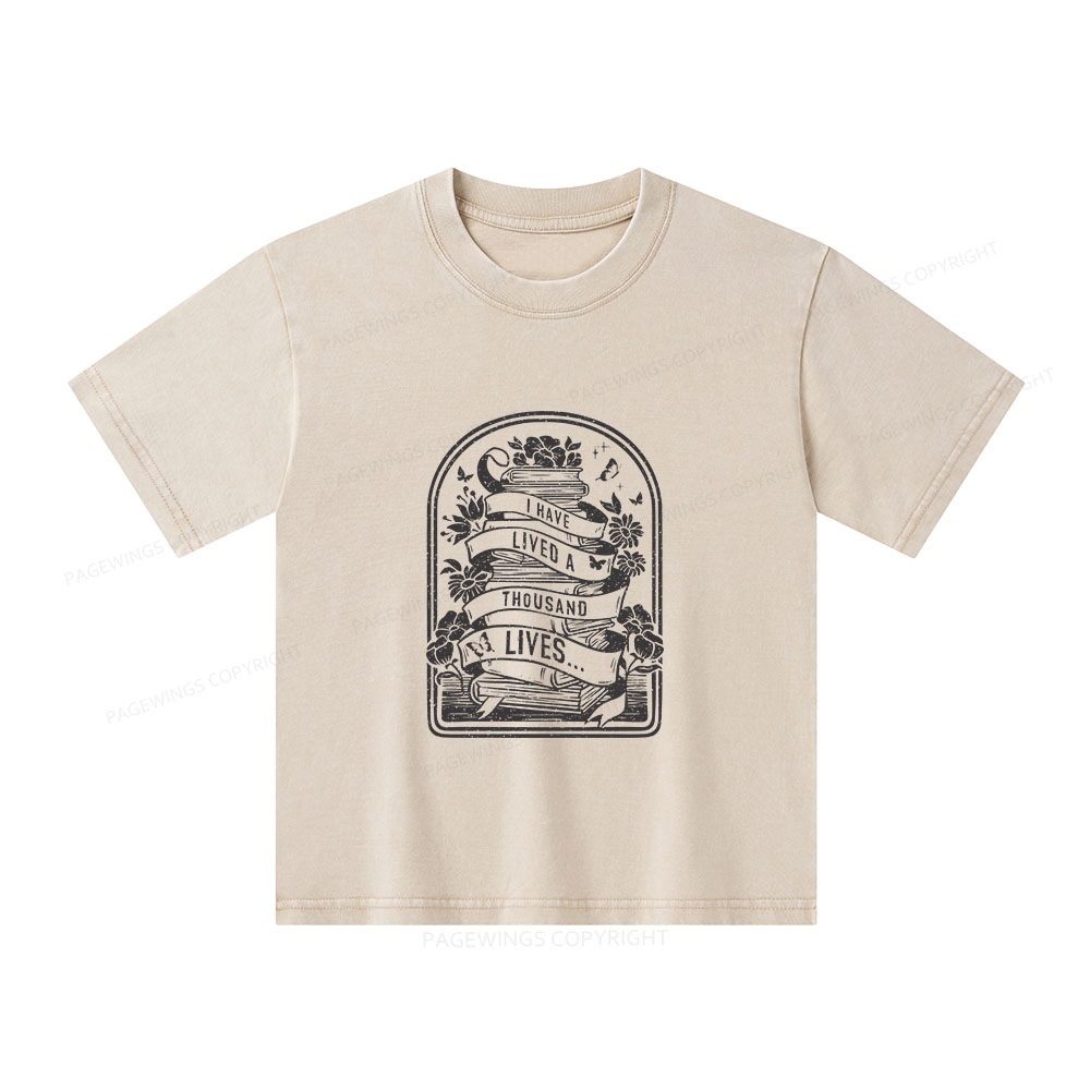 Pagewings Literature Shirt for Bibliophiles Unisex Kids Washed T-shirt