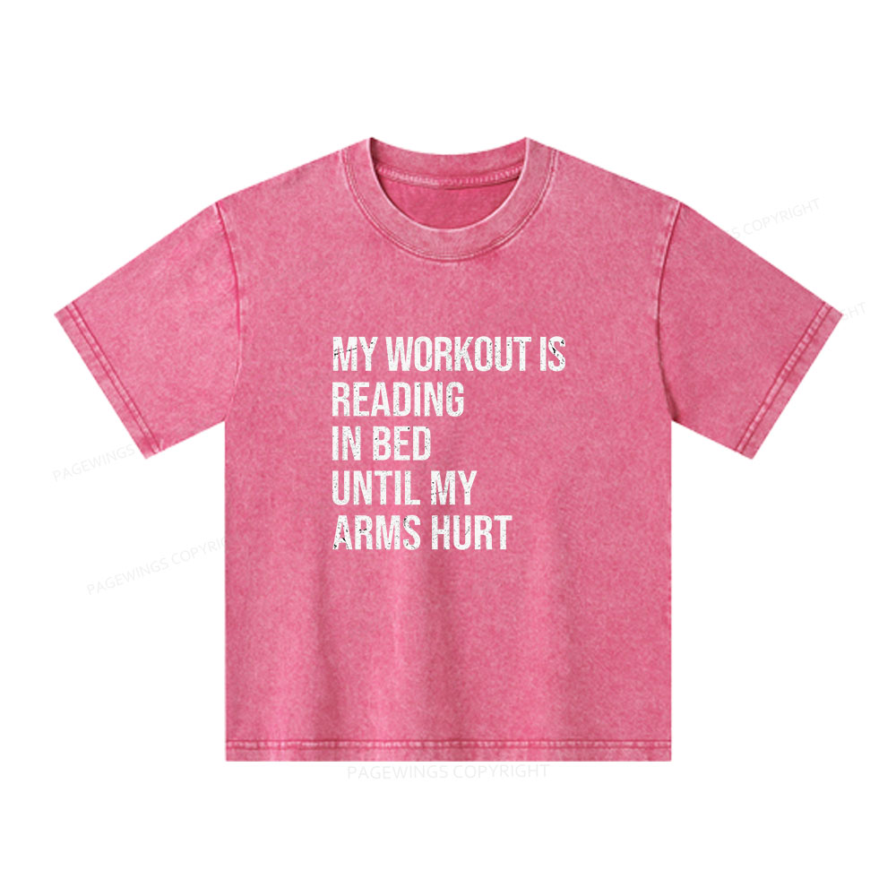 Pagewings My Workout Reading Unisex Kids Washed T-shirt