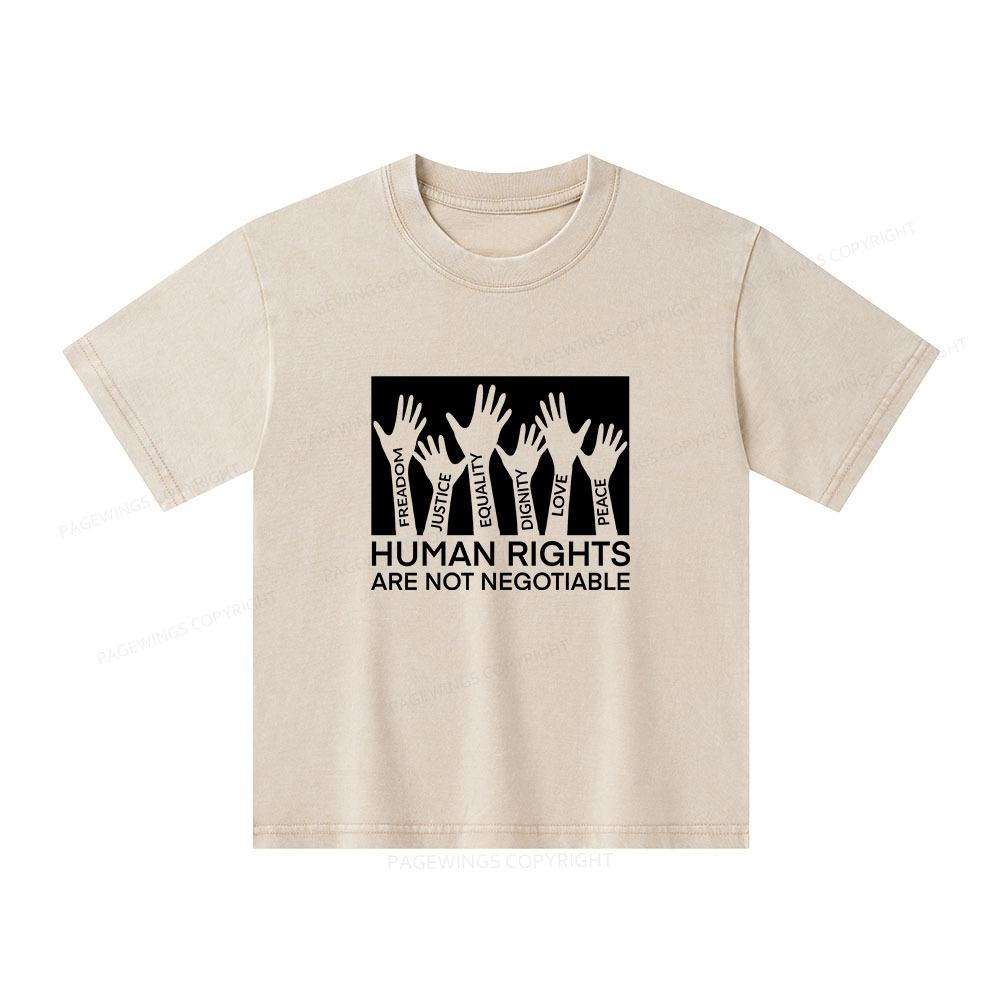 Pagewings Human Rights Are Not Negotiable Unisex Kids Washed T-shirt