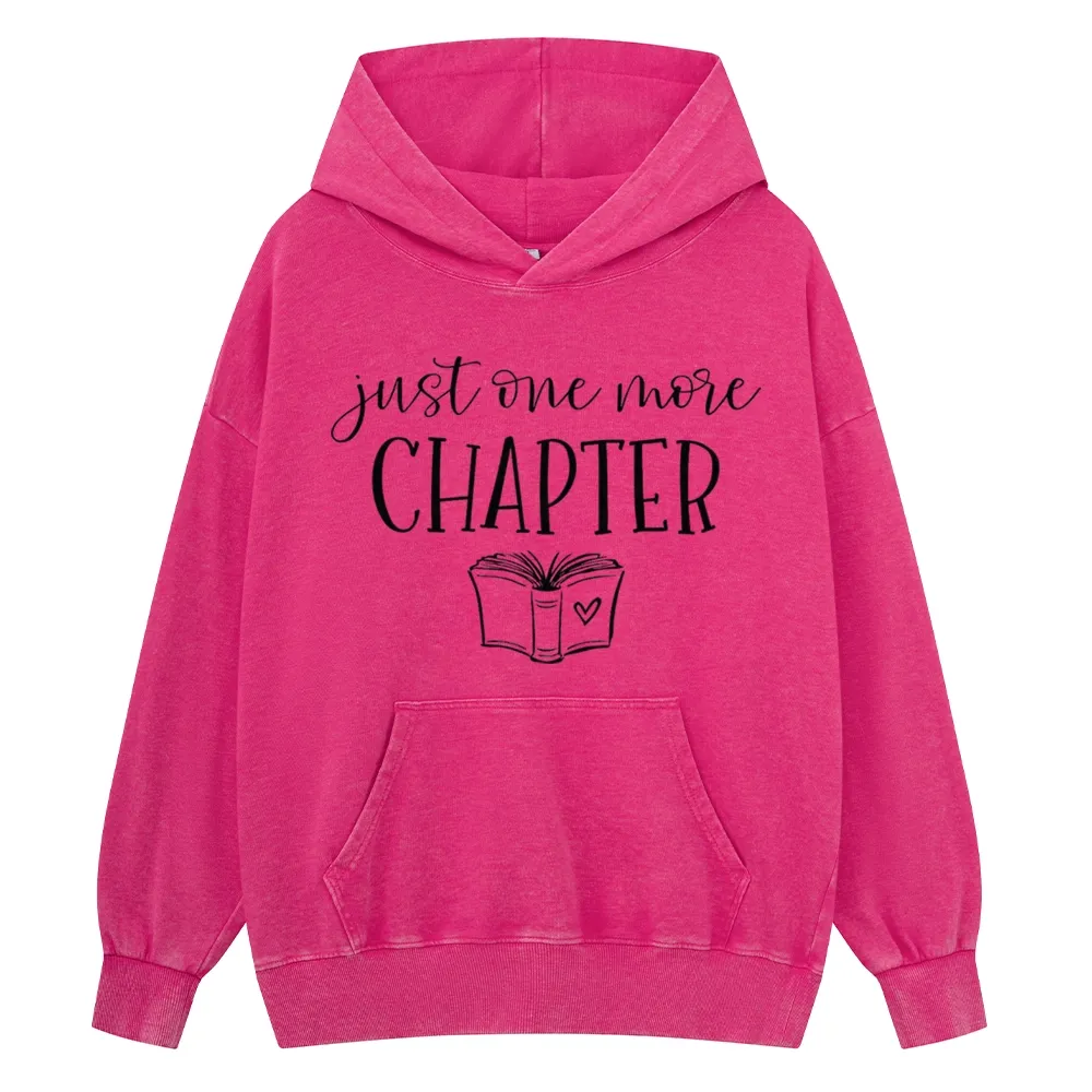 Pagewings Just One More Chapter Reading Book Unisex Washed Hoodie