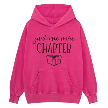 Pagewings Just One More Chapter Reading Book Unisex Washed Hoodie