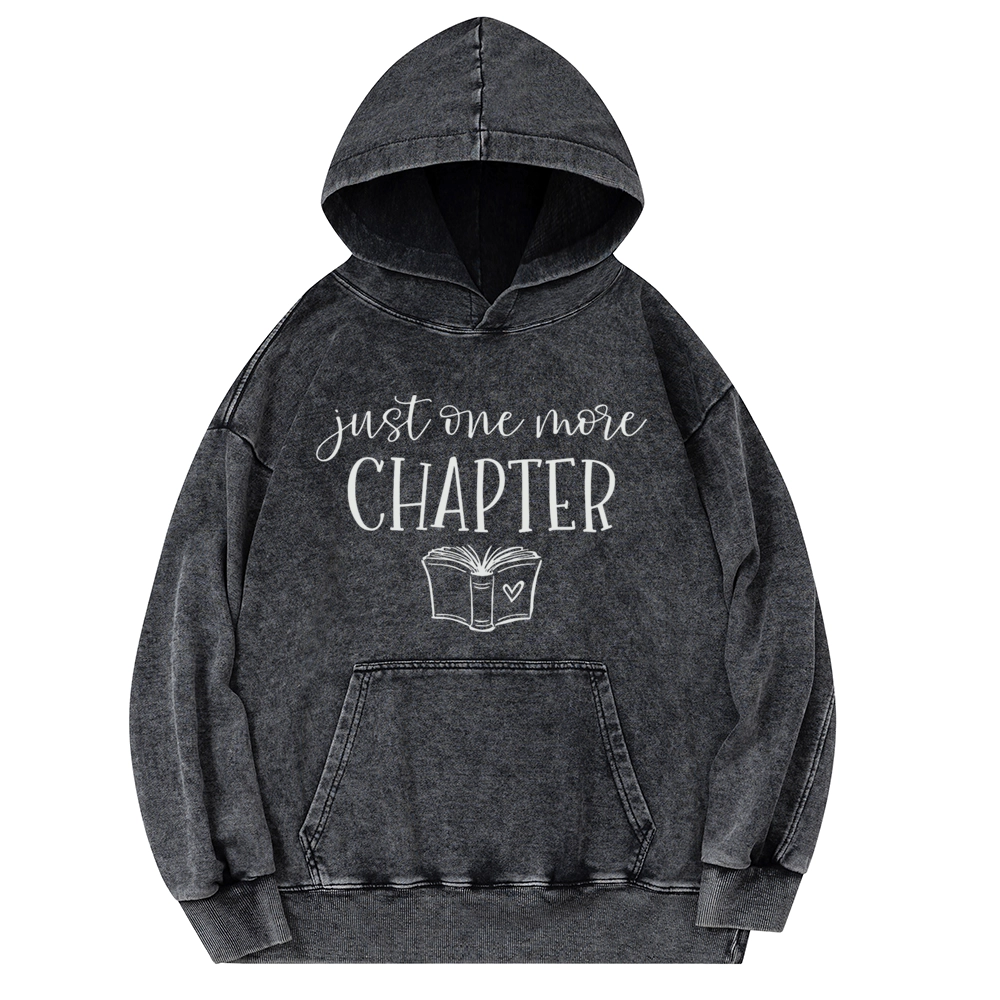 Pagewings Just One More Chapter Reading Book Unisex Washed Hoodie