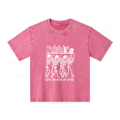 Pagewings Bury Me With My Books Unisex Kids Washed T-shirt