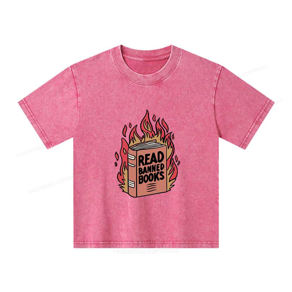 Pagewings Read Banned Books Shirt Unisex Kids Washed T-shirt